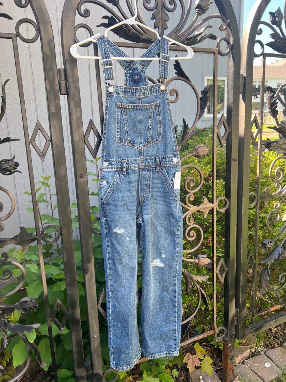 GAP Girls Blue Distressed Denim Overalls